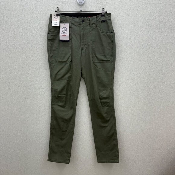 Wrangler All Terrain Gear Green Sierra Slim Mid Rise Pants Womens sz 12 Tall NEW - Picture 1 of 9